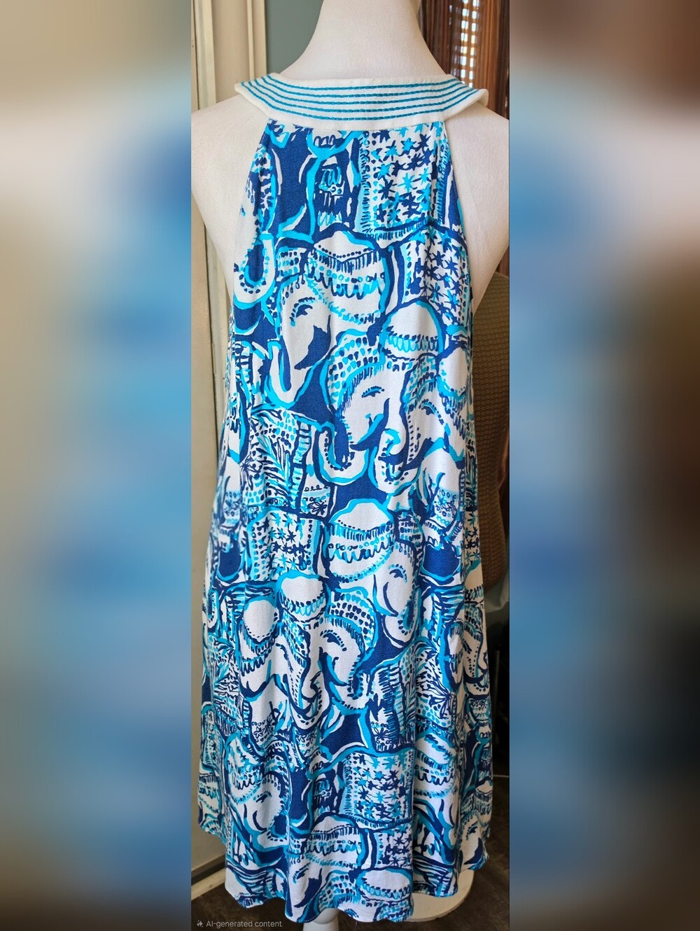 Lilly Pulitzer Achelle Swing Dress Women's Blue White Keep on Trunkin Elephant P - Picture 4 of 12